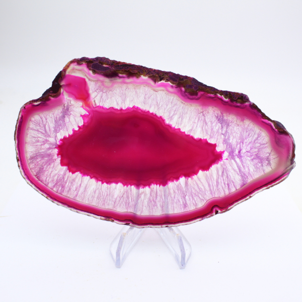 Fatia fina de ágata com tonalidade rosada