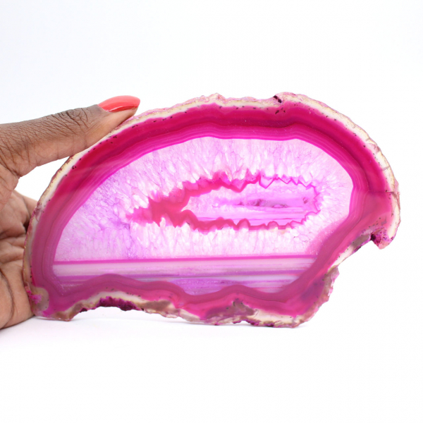 Ágata decorativa polida com tonalidade rosa