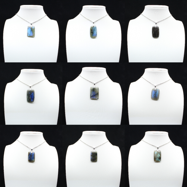 Pendente retangular labradorita