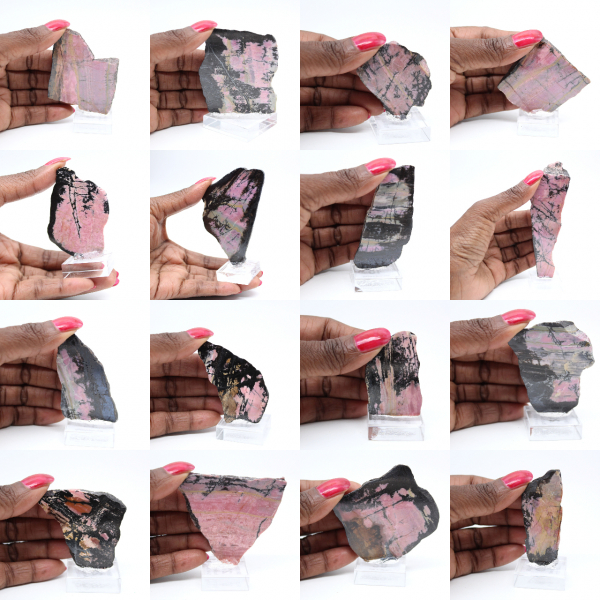 Fatia de rodonita polida qualidade para decoração