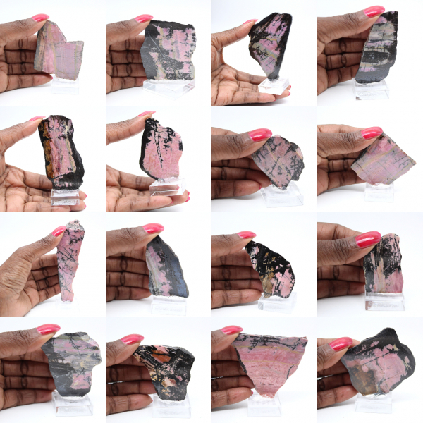 Fatia de rodonita polida qualidade para decoração