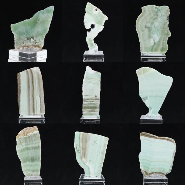 Fatia de pedra de aragonita verde natural