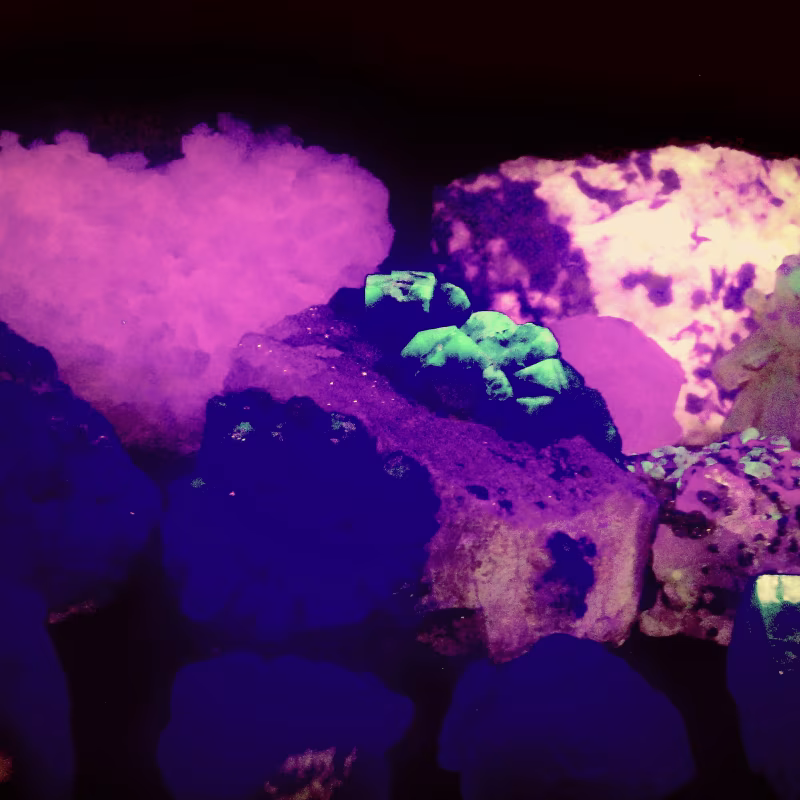 Minerais Fluorescentes: Quando as Pedras Brilham no Escuro Different fluorescent minerals
