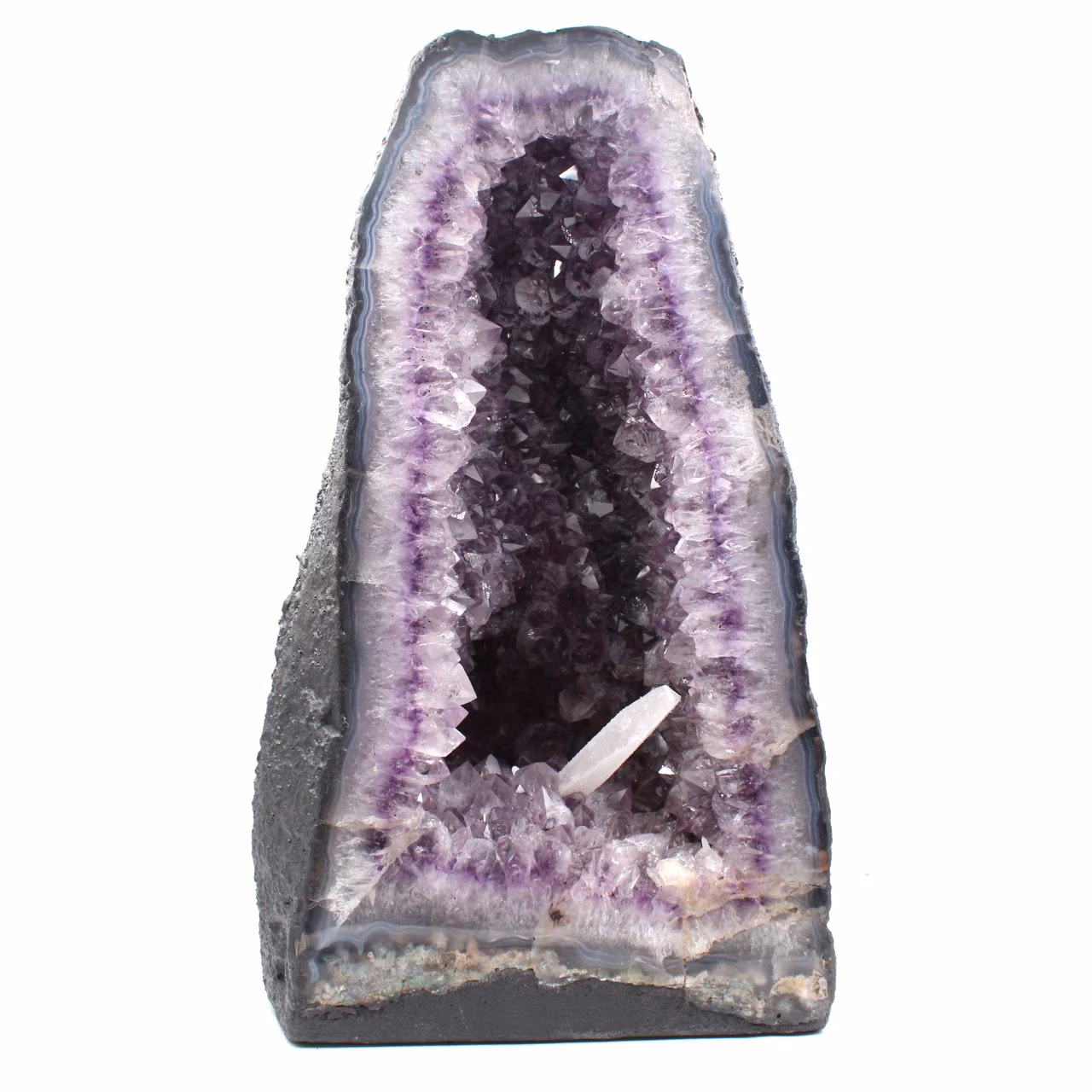Geodo de ametista com cristal de calcita