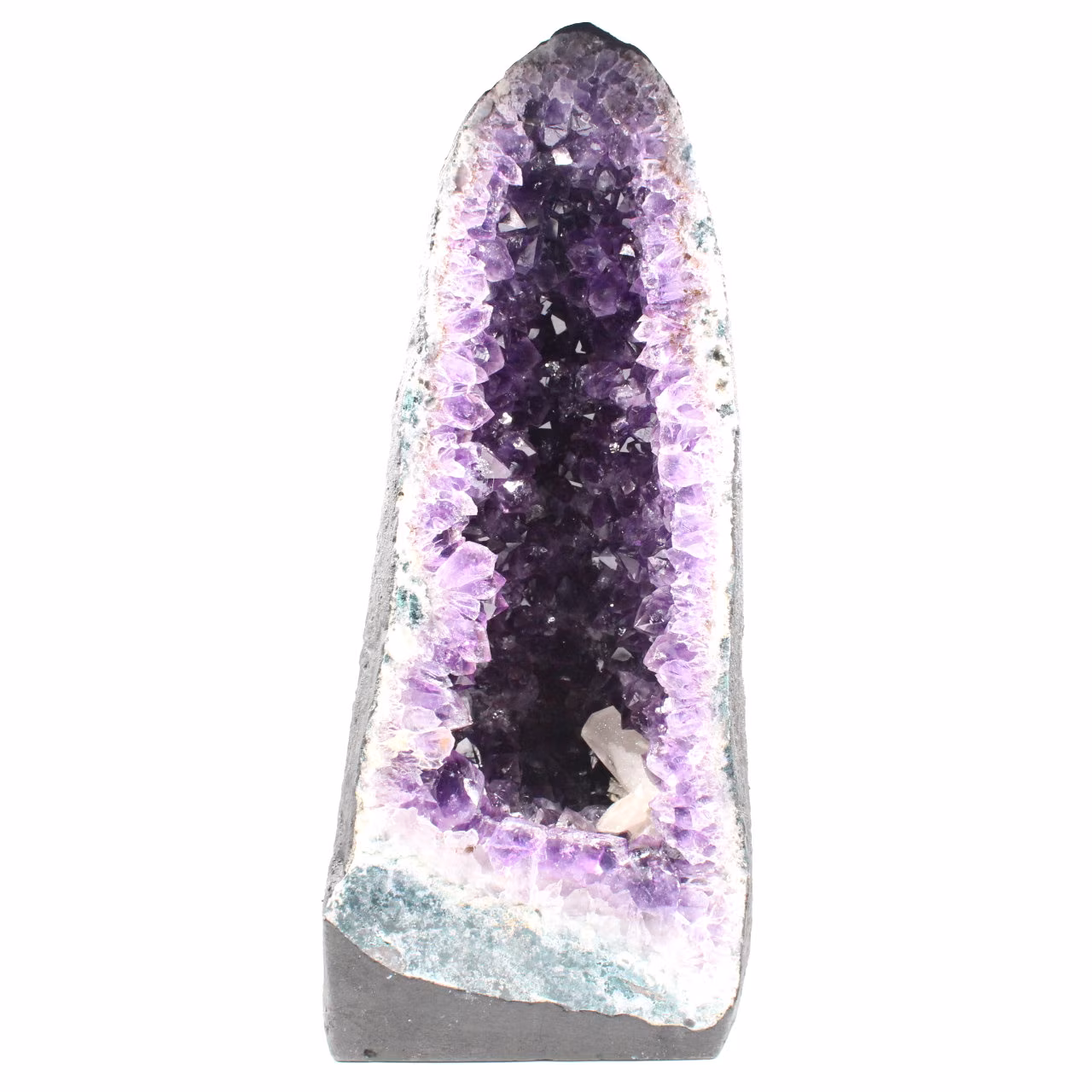 Geodo de ametista com cristal de calcita