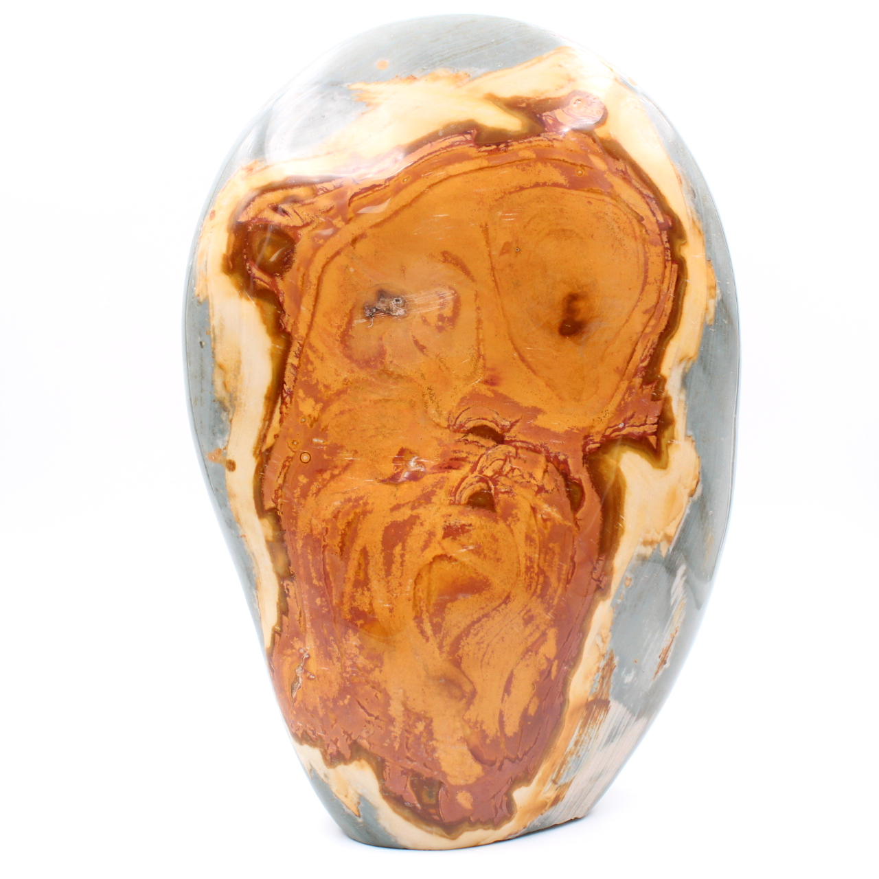 Jaspe com estampa facial, 3 quilos, pedra decorativa polida