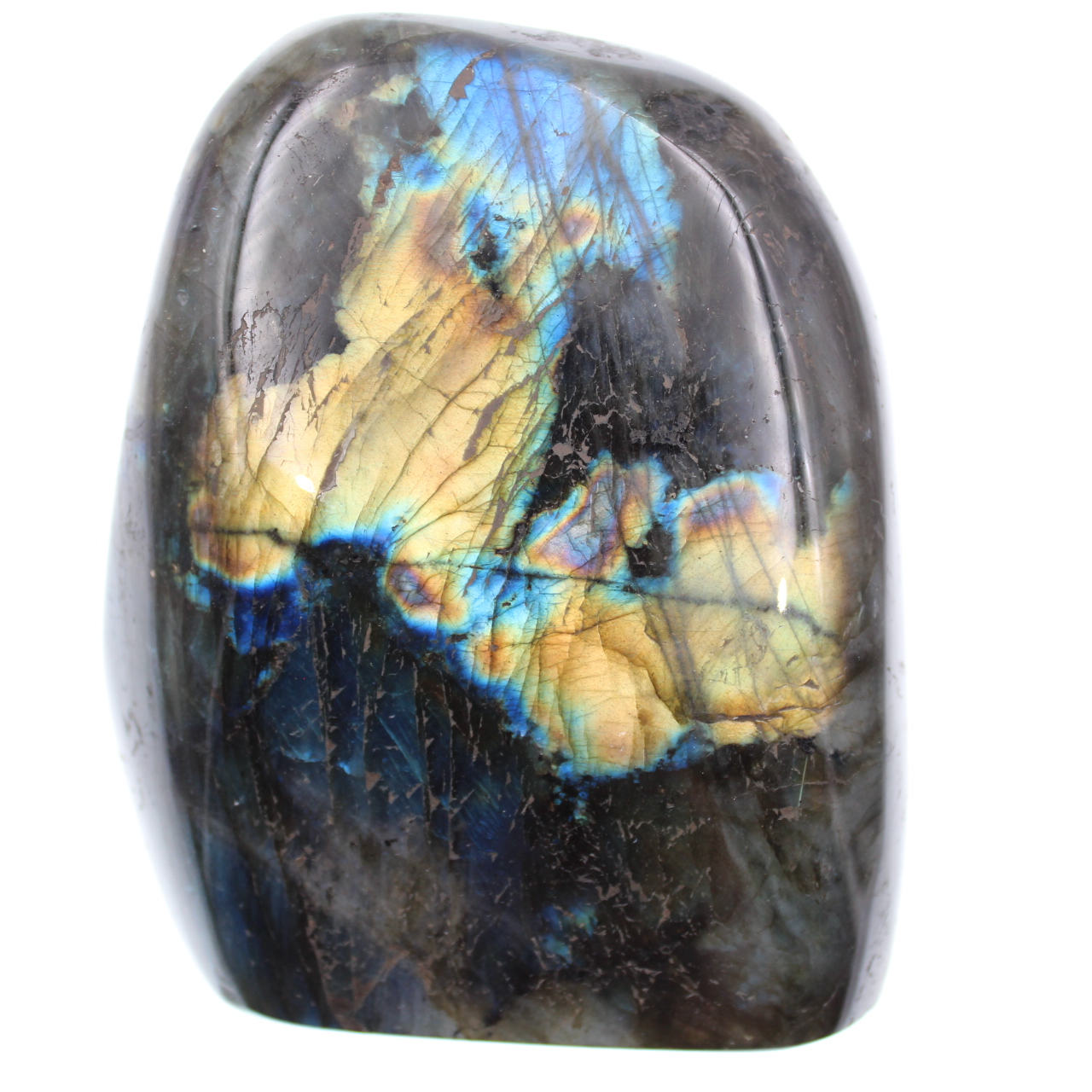 Labradorita com reflexos amarelos, pedra decorativa