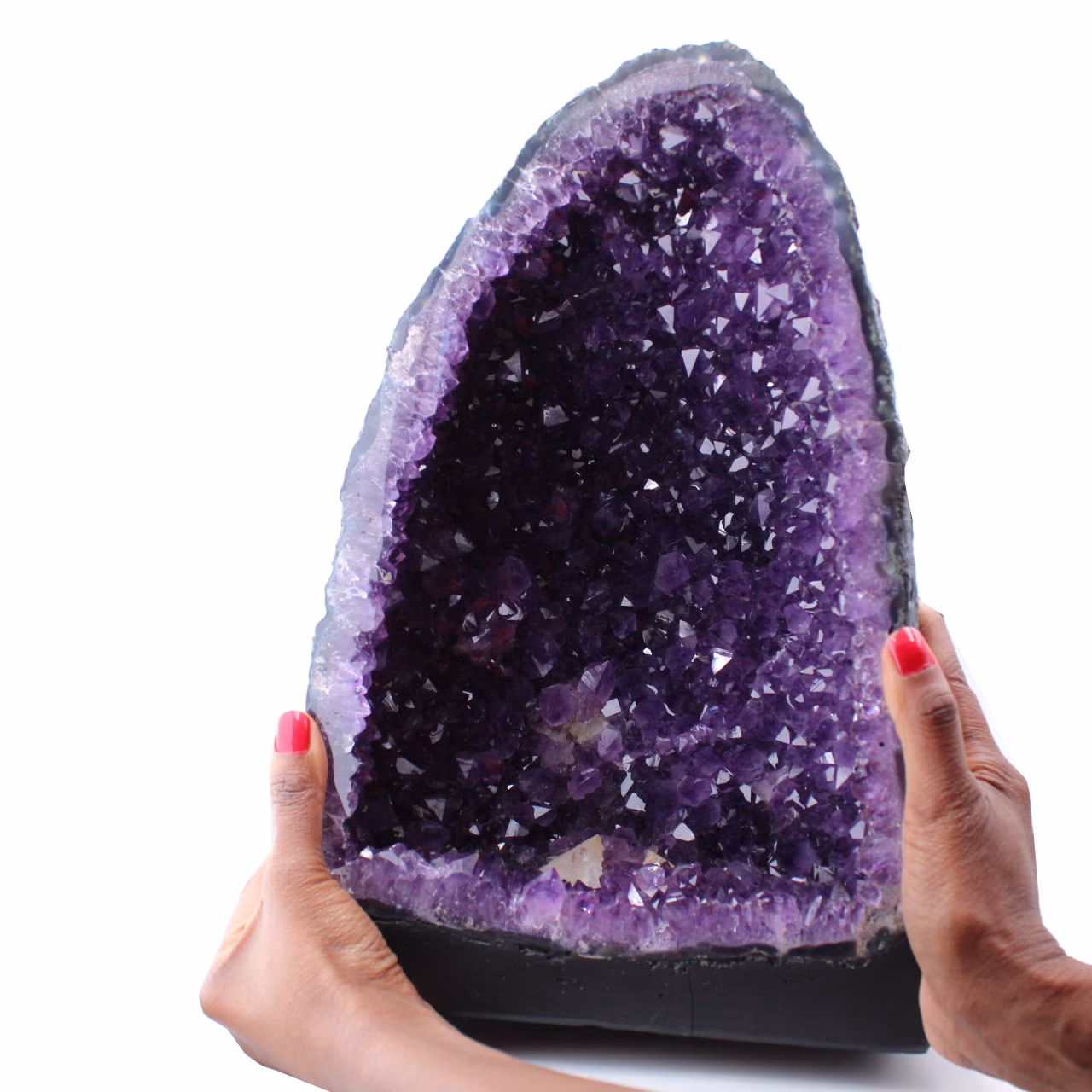 Geodo de ametista com cristal de calcita