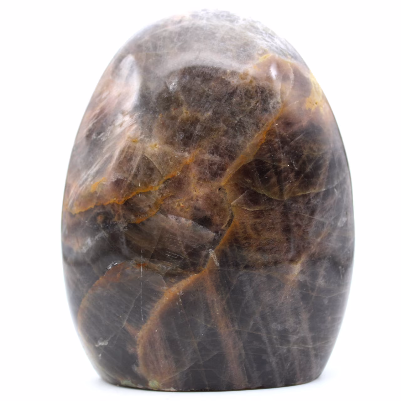 Pedra da lua negra de forma livre com microlinhas