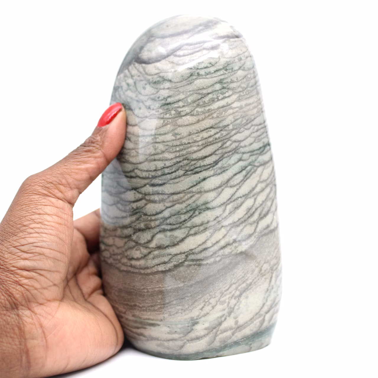 Pedra de Jasper Cinza Polida com Bandas