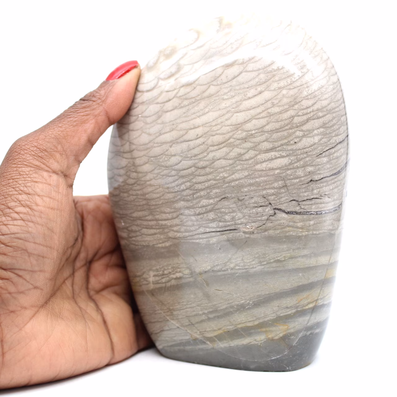 Pedra de Jasper com Fita Cinza Natural