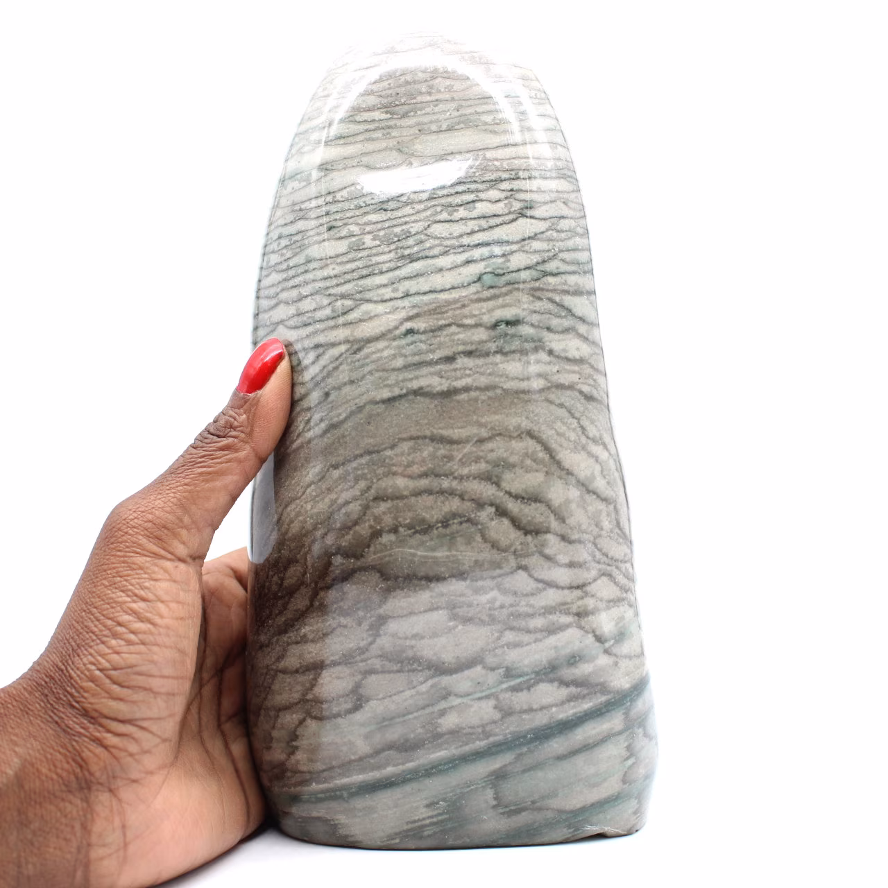Pedra de jaspe de fita cinza de forma livre