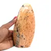 Forma livre polida de calcita laranja - 0
