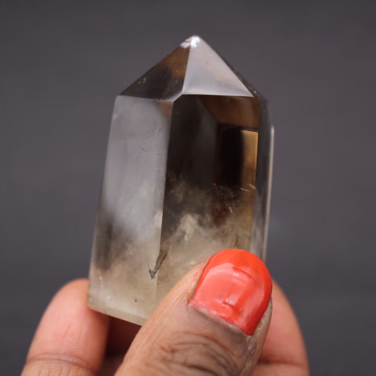 Cristal de rocha fumado com fantasma
