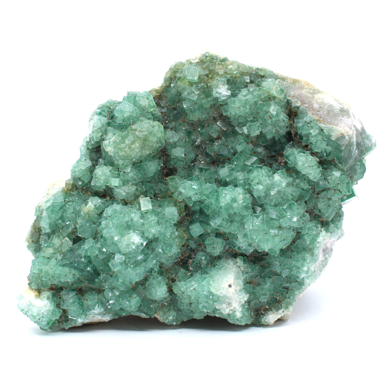 Cristais de fluorita verde bruto em ganga