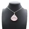 Pingente de leque de quartzo rosa - 0
