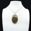 Ovale groene opaal hanger - 0