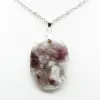 Pendente oval com inclusão de turmalina rosa - 2