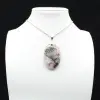 Pendente oval com inclusão de turmalina rosa - 1