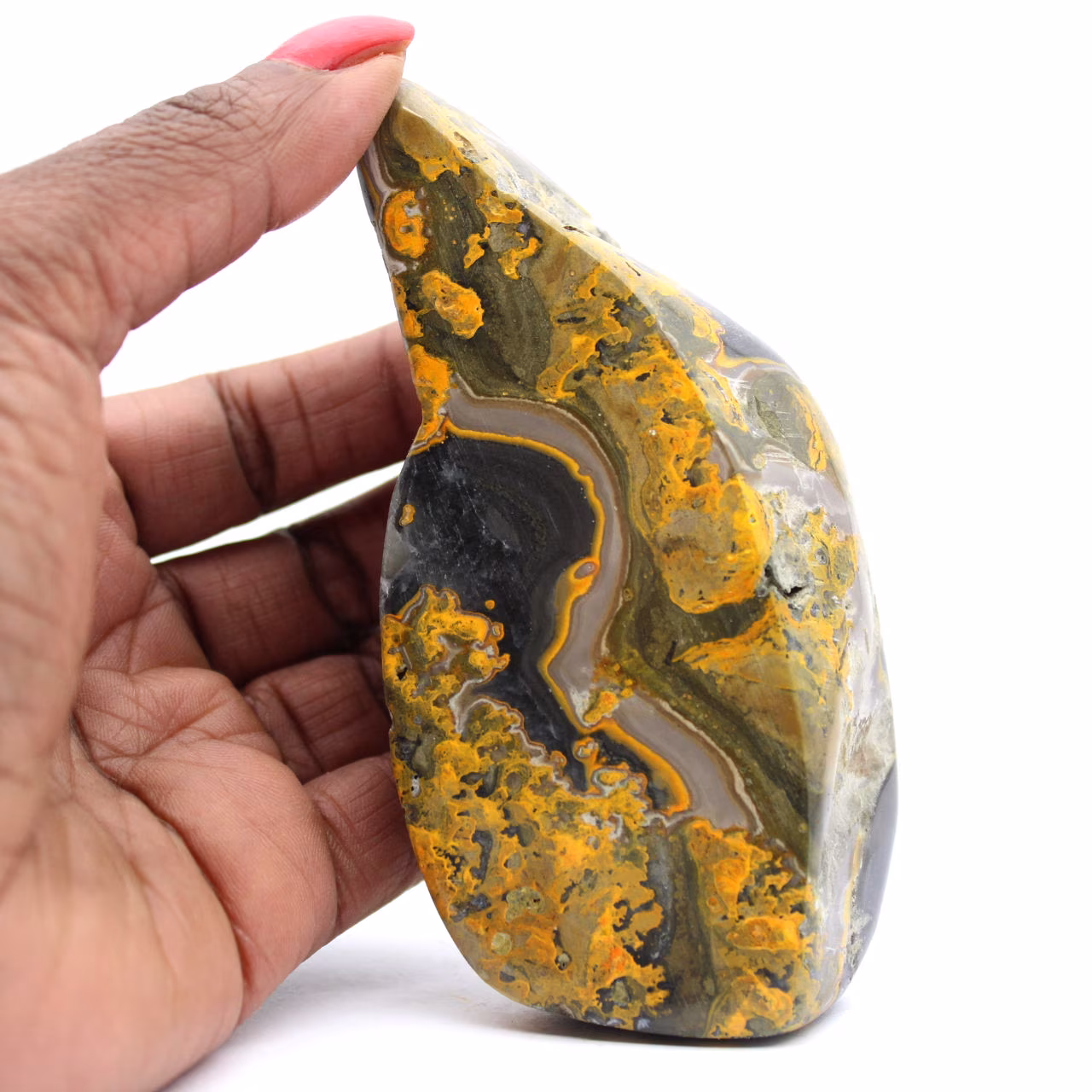 Jaspe Bumblebee polido: Espécime mineralógico da Indonésia