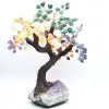 Árvore mineral com base de ametista e folhas feitas de vários minerais - 8