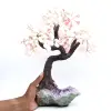 Árvore mineral com base de ametista e folhas de quartzo rosa - 17