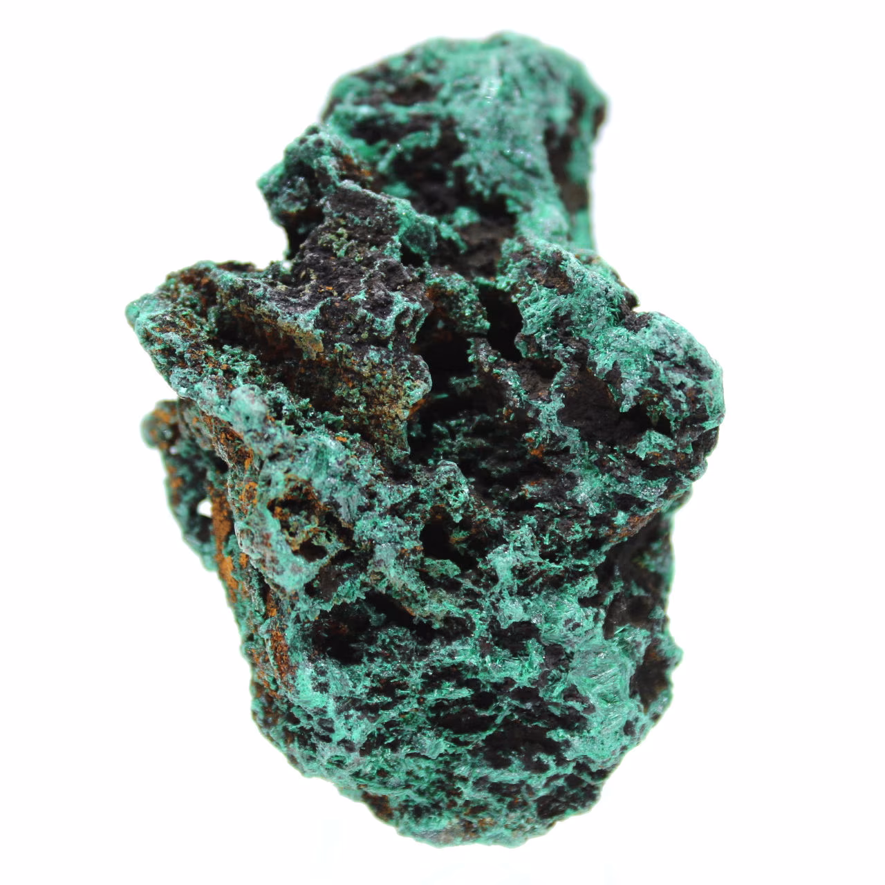 Bloco bruto de malaquita fibrosa