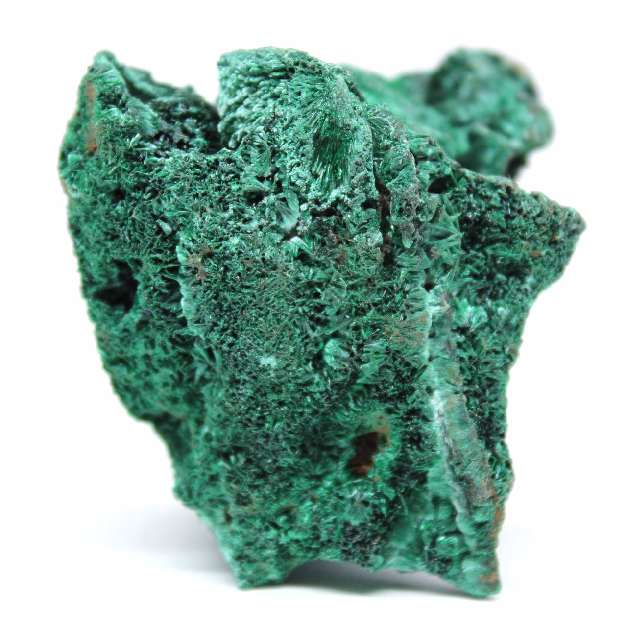 Cristal de malaquita fibroso bruto