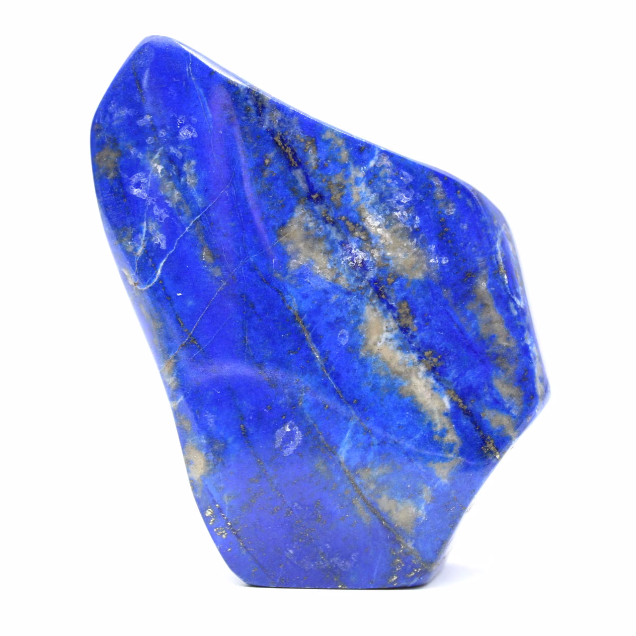 Espécime de lápis-lazúli polido, pedra ornamental.