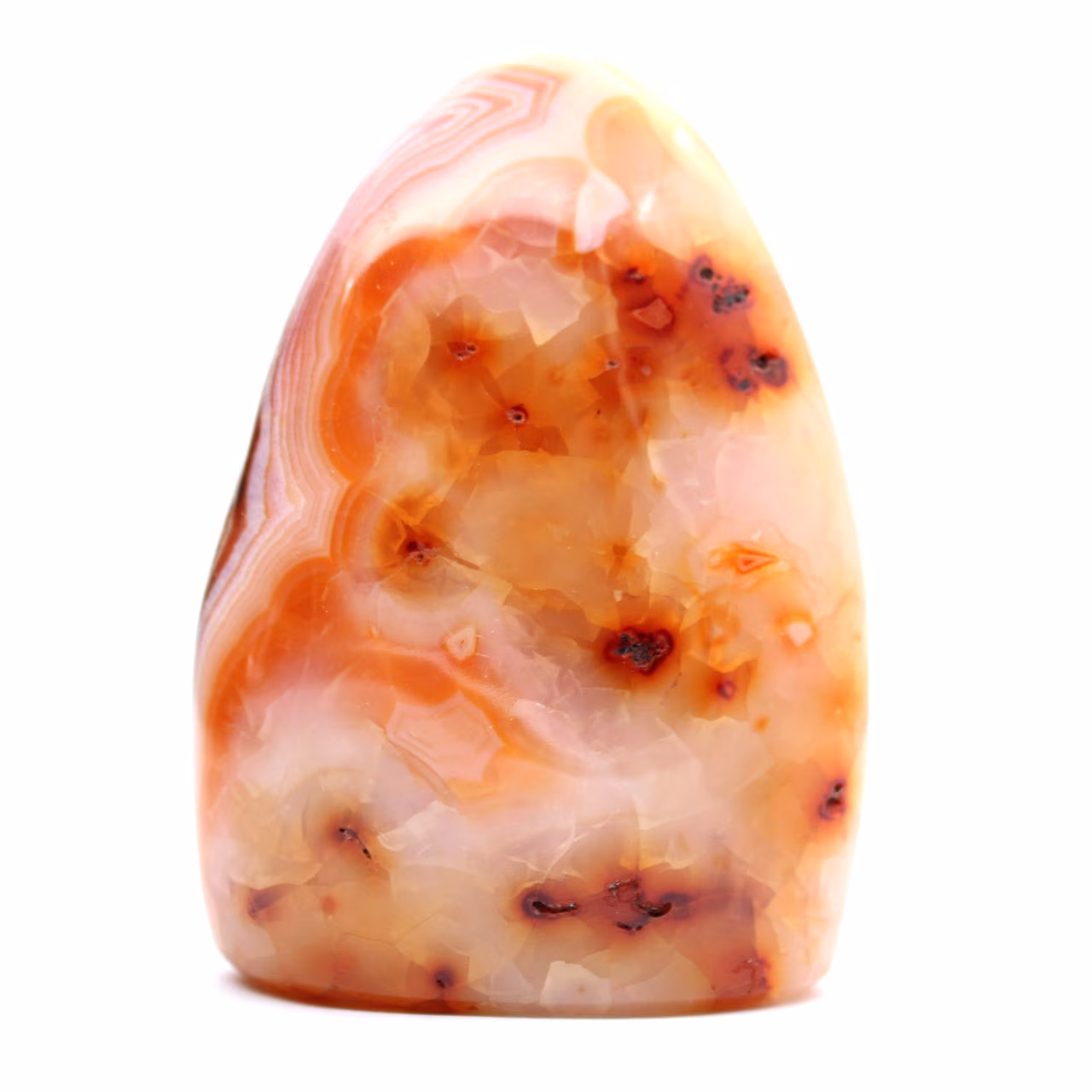 Cornalina polida de Madagascar - espécime de pedra natural para decoração e ciência
