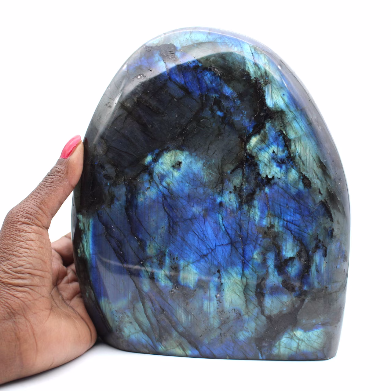 Labradorita polida, pedra natural colecionável, grande formato, Madagascar