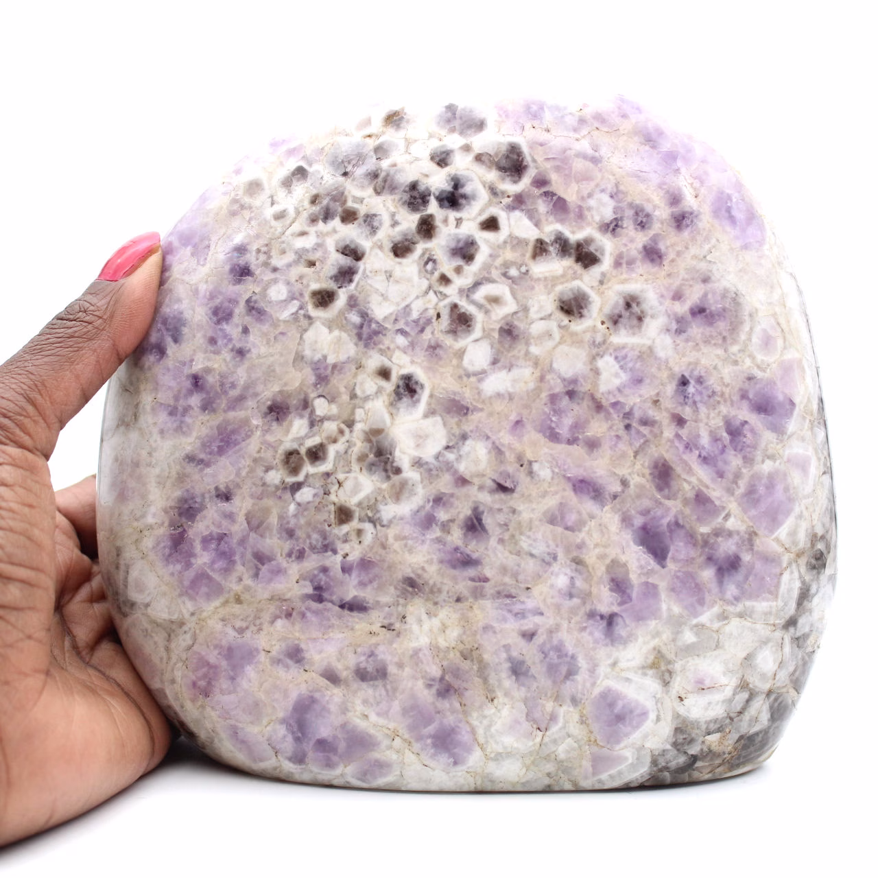 Ametista polida, pedra natural decorativa, espécime grande, Madagascar