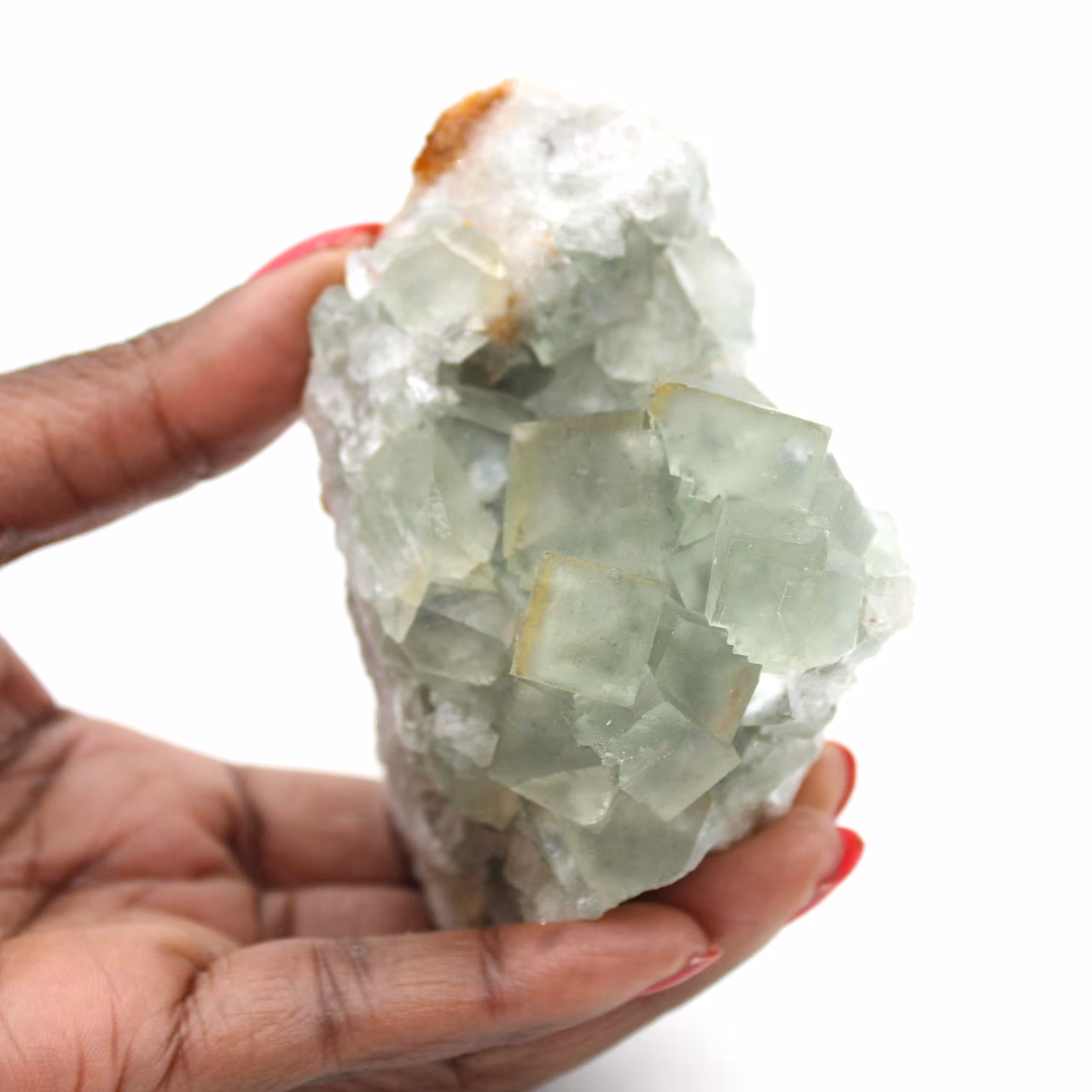 Pedra de fluorita verde bruta: Amostra cristalizada sobre rocha