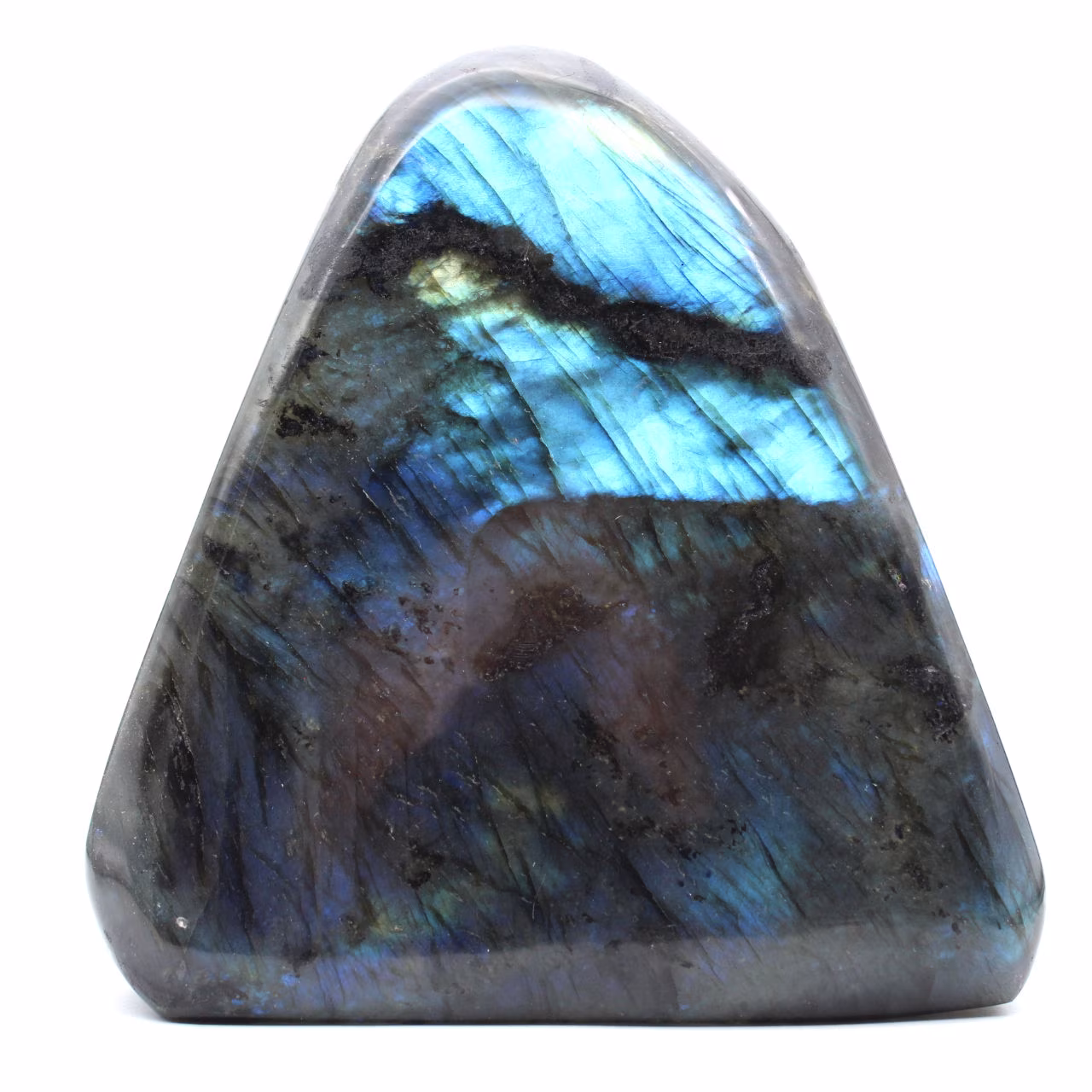 Pedra labradorita polida, autêntica de Madagascar.
