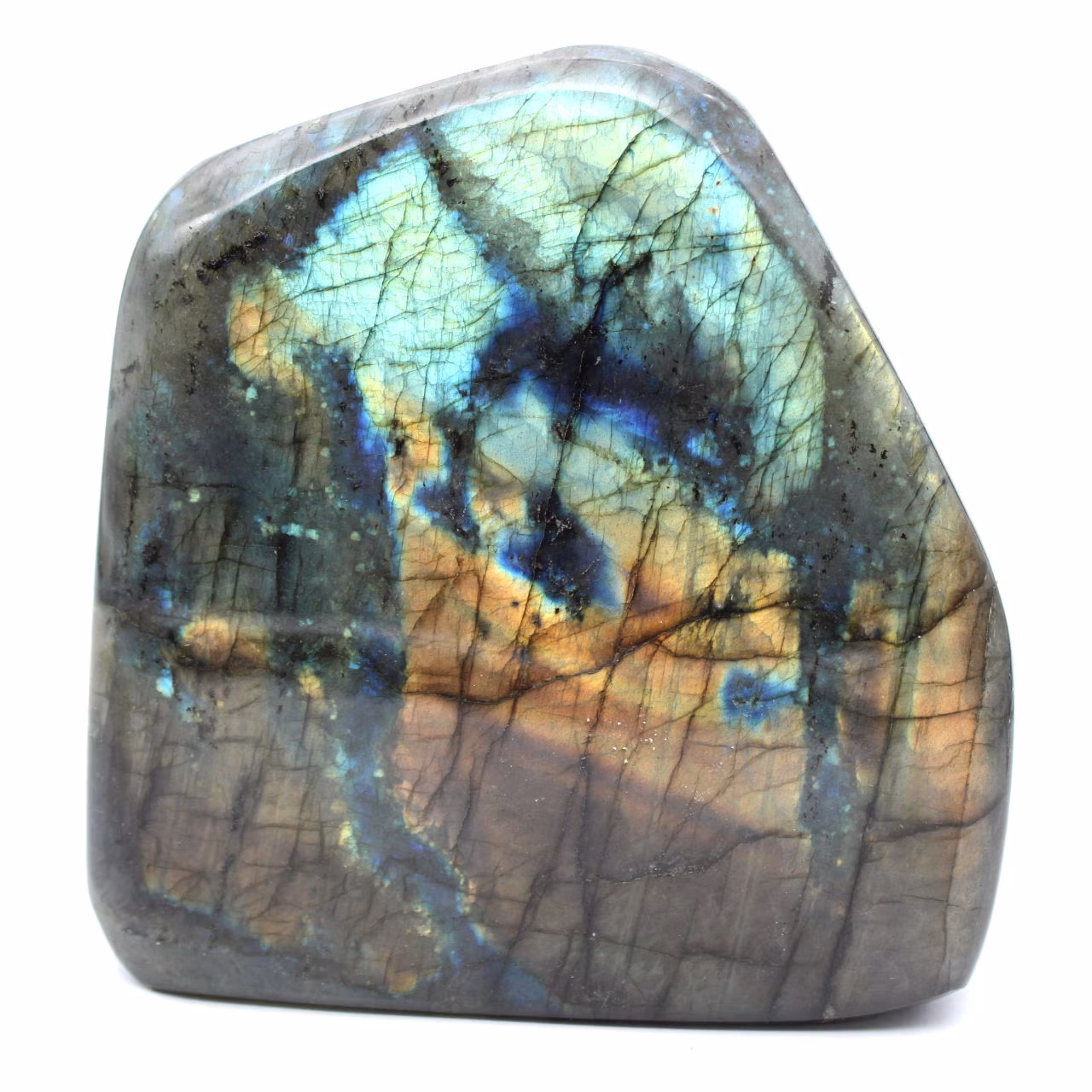 Labradorita polida, espécime mineralógico