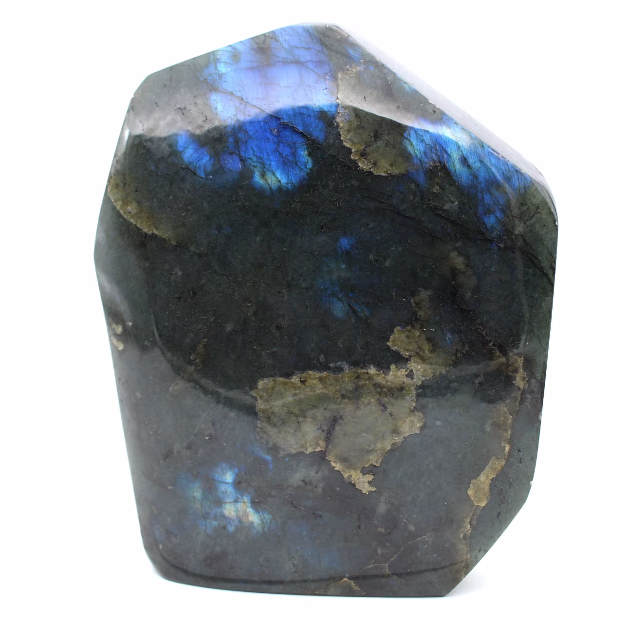 Pedra labradorita natural polida, decoração mineral