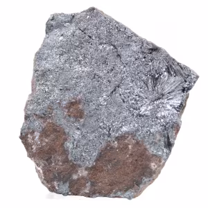 Pirolusita cristalizada sobre matriz, mineral do Marrocos