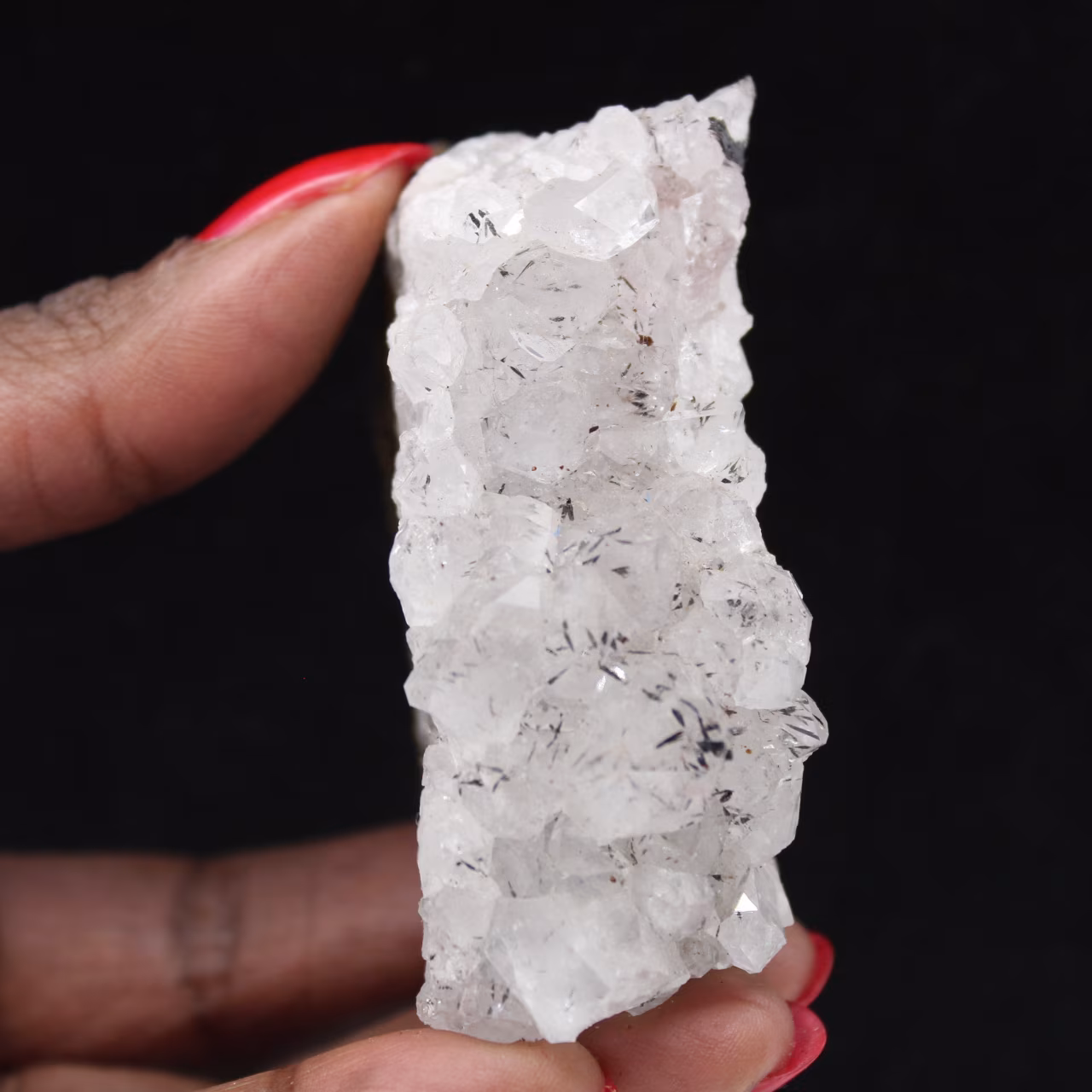 Cristais de quartzo goethita marroquino, drusa pequena de 120g