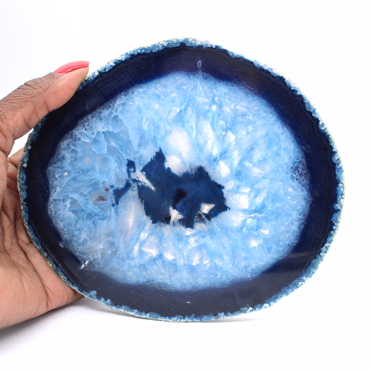 Fatia de ágata azul do Brasil para coleção de minerais