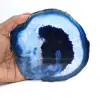 Fatias de ágata azul polidas para decoração e estudo. - 0