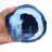 Fatias de ágata azul polidas para decoração e estudo.