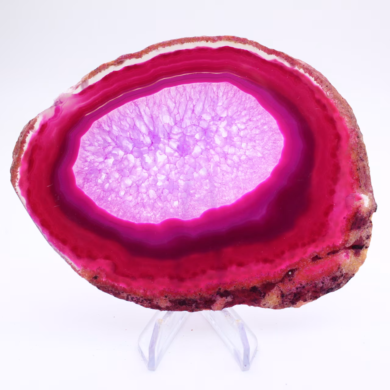 Fatia decorativa de ágata tingida de rosa