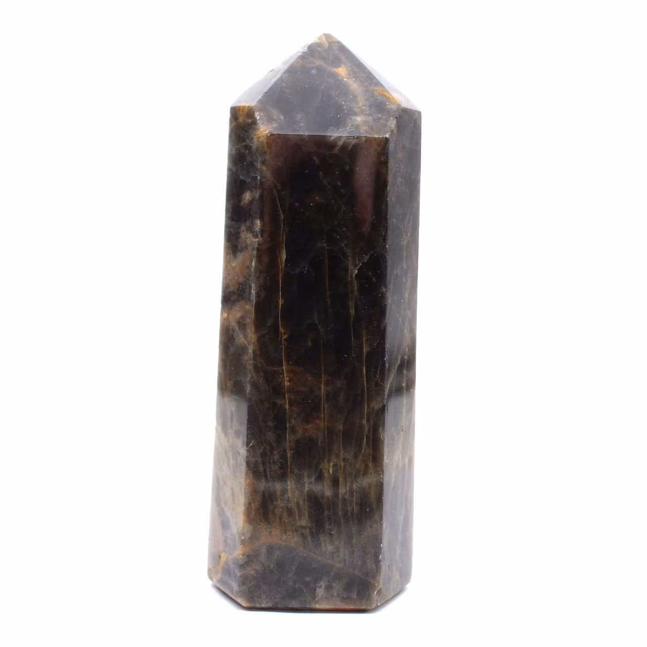 Grande prisma de pedra da lua negra - microclina de Madagascar