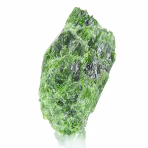 Cromidiopsídio bruto da Finlândia, mineral verde sobre base, 60 g