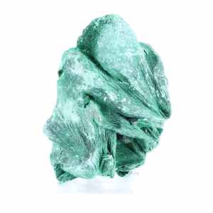 Malaquite sedosa do Congo-Kinshasa, mineral de coleção sobre base
