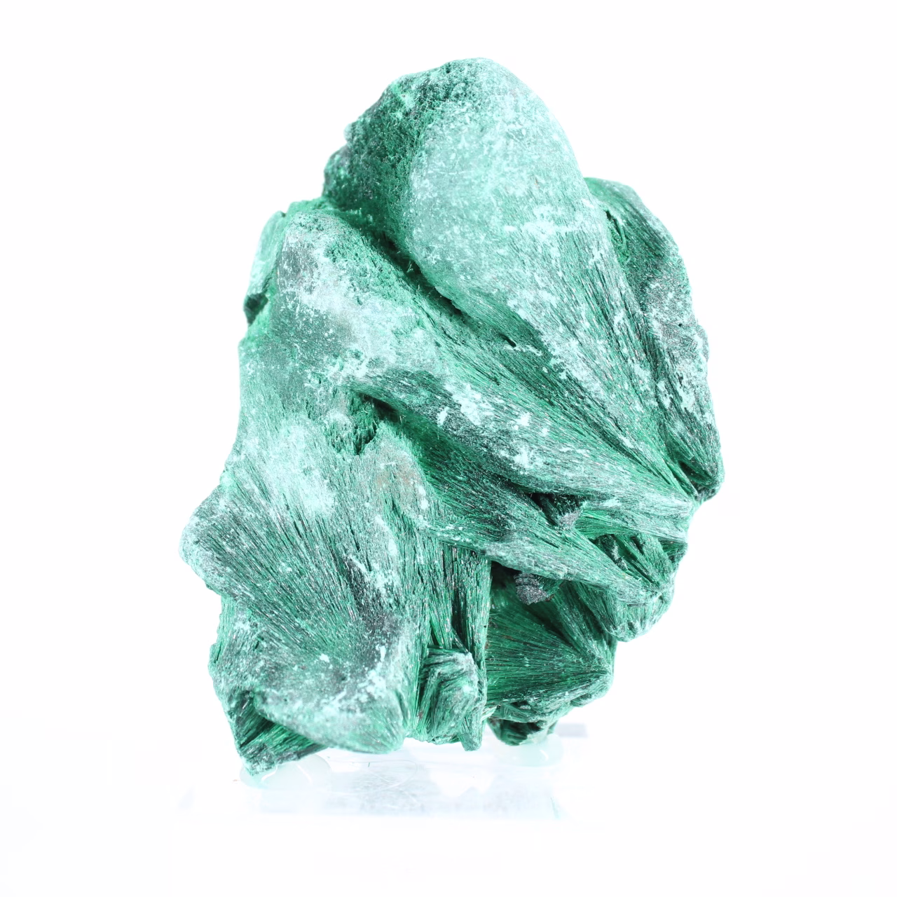 Malaquite sedosa do Congo-Kinshasa, mineral de coleção sobre base