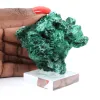 Malaquite natural com textura fibrosa do Congo, peça sobre base - 6