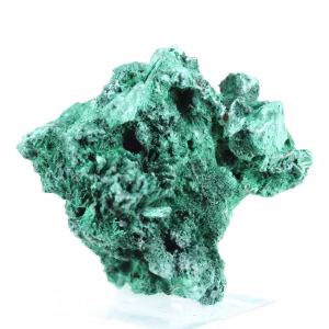 Malaquite natural com textura fibrosa do Congo, peça sobre base