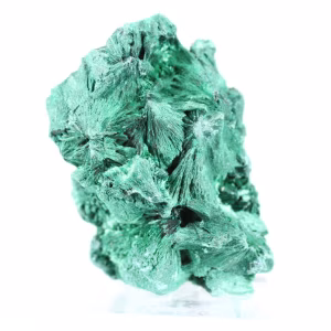 Malaquite densa com fibras cerradas do Congo, mineral sobre acrílico