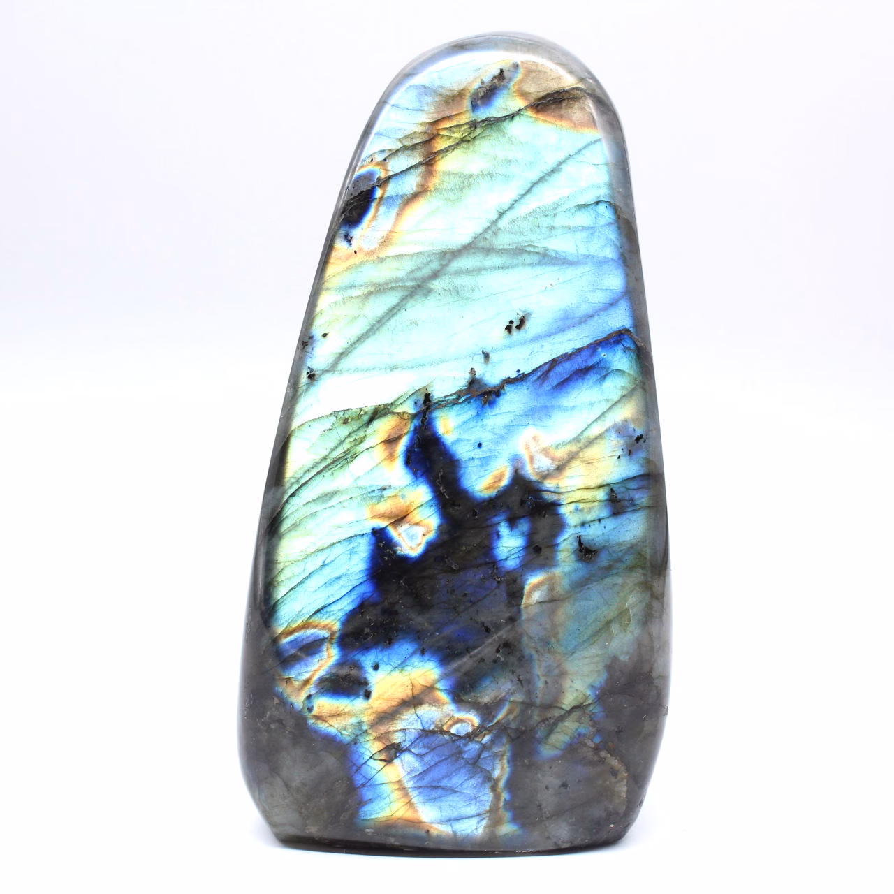 Espécime Labradorite Ornamento Polido Origem Madagáscar